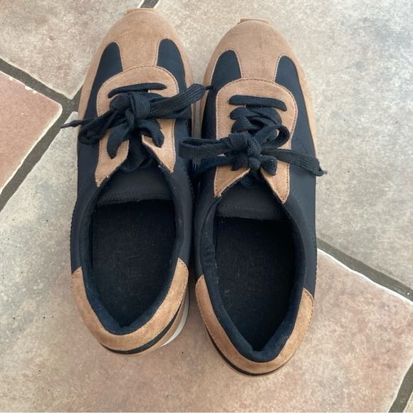 LOFT Womens 7.5 Brown & Black Lace Up Colorblock Casual Sneakers Everyday Sporty - Picture 4 of 9